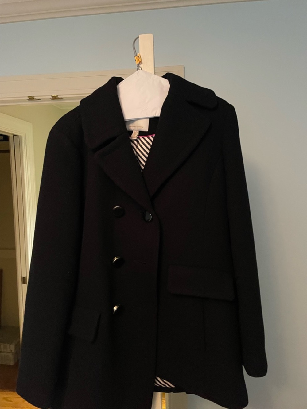 kate spade Black Double-Breasted Wool Peacoat